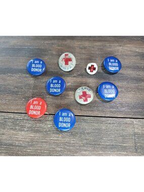 American Red Cross Pin Lot I Served Blood Donor Vintage Volunteer Bag Lapel Gear